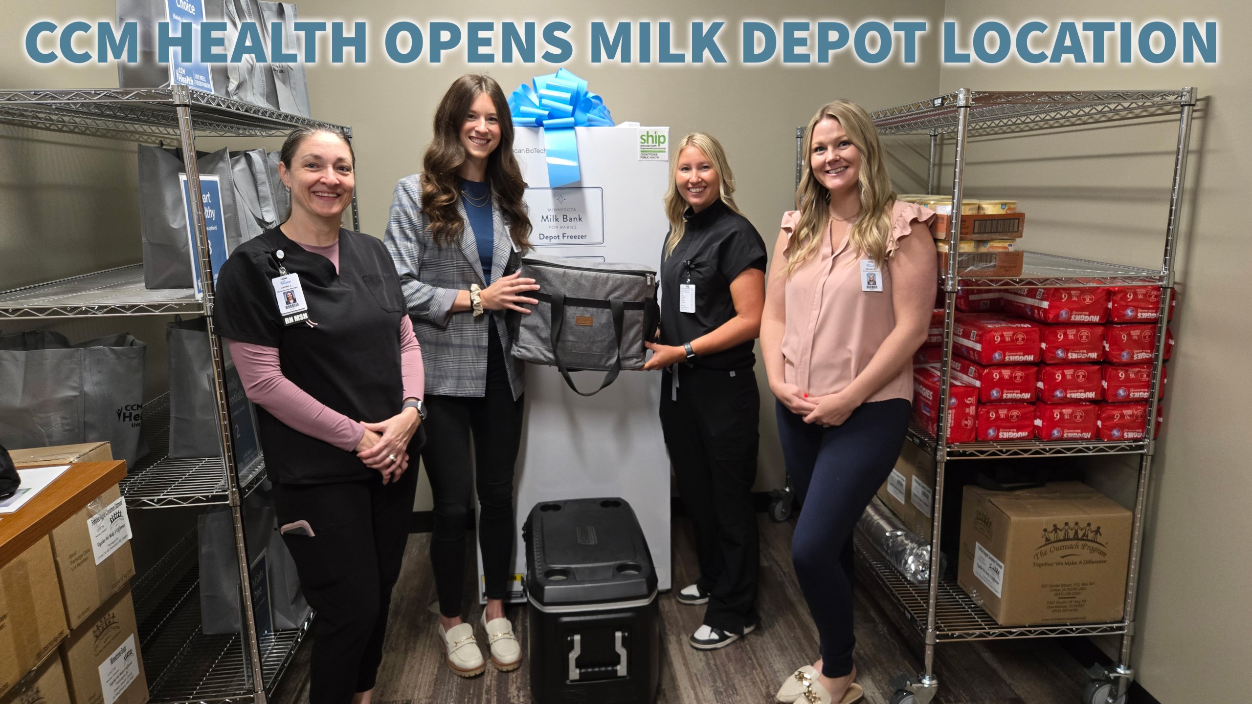 CCM Health team accepting the first Milk Depot donation.
